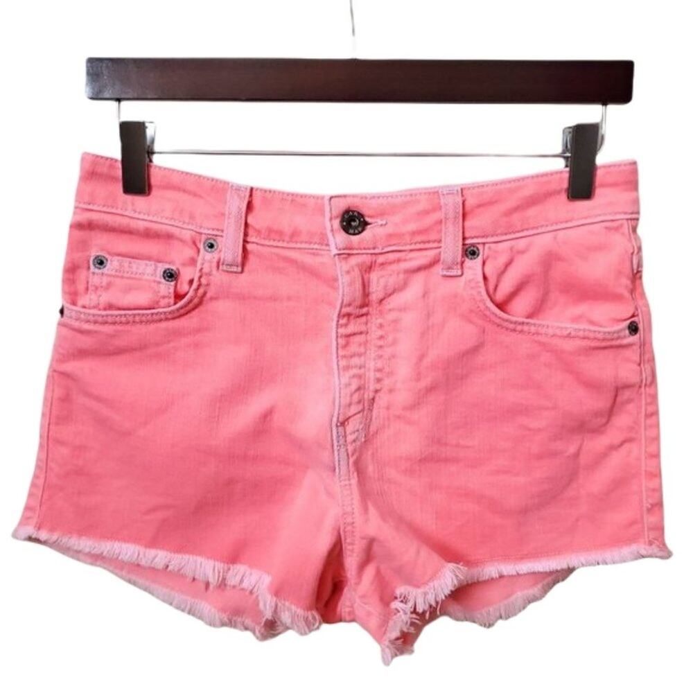 Carmar High Rise Frayed Pink Denim Shorts